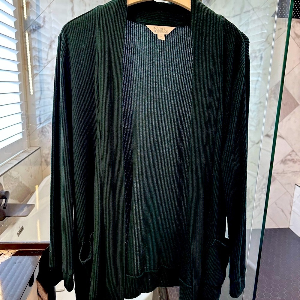 Market & Spruce Green Open-Front Cardigan Sweater
